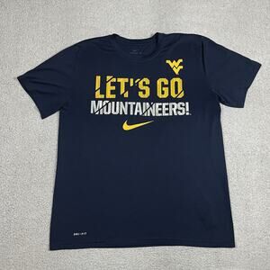 West Virginia Mountaineers Shirt Mens L Nike Blue Dri-Fit Short Sleeve Football